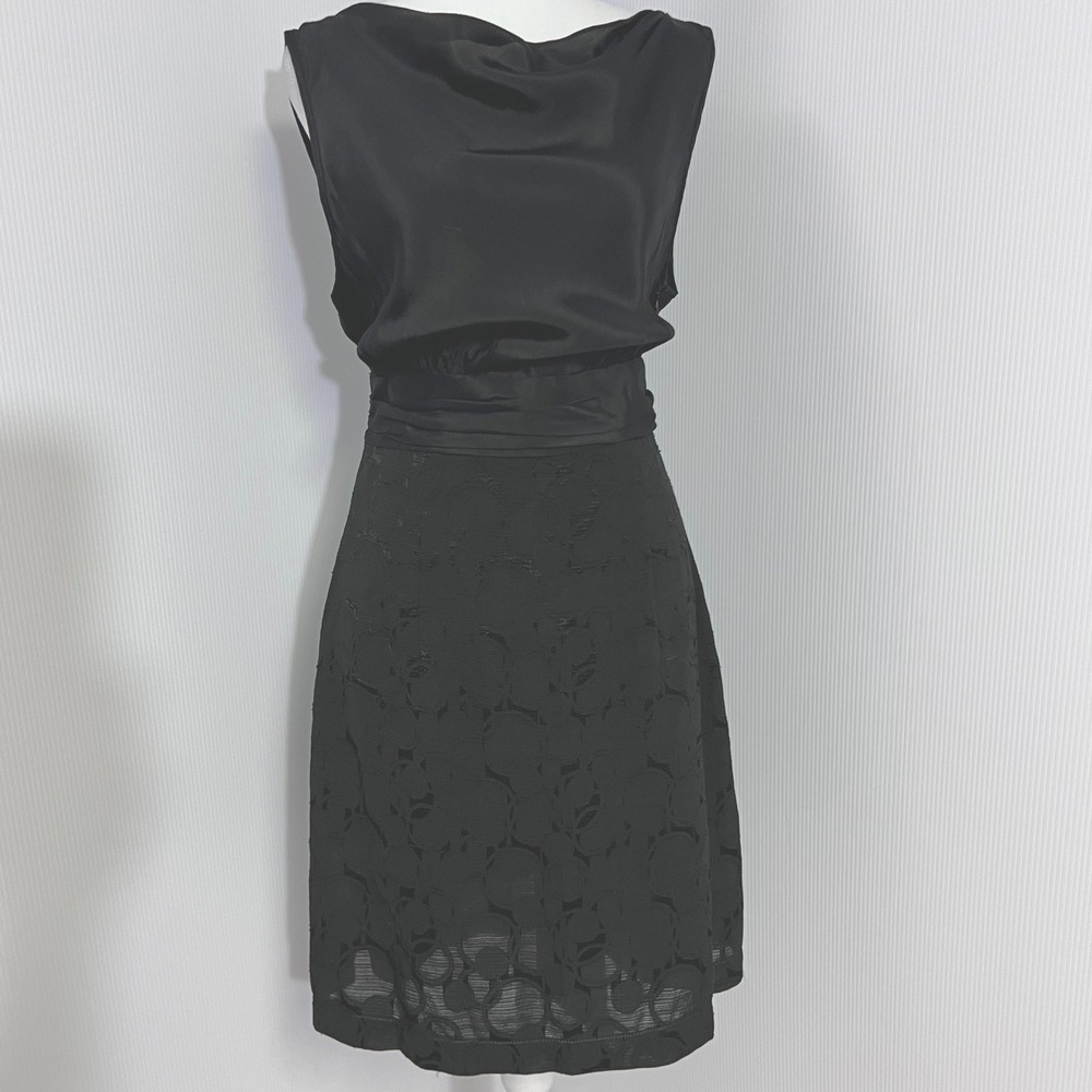 MSSP Black Lace Metallic Dress Sleeveless Party Cocktail Elegant Size L‎ Witchy